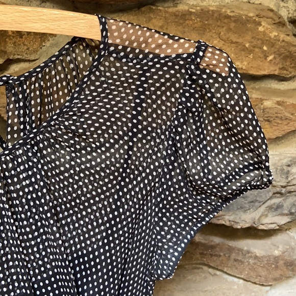 Tahari Arthur S. Levine Dress Black Polka Dot 4 Dark Academia Office Work Party - Picture 2 of 10